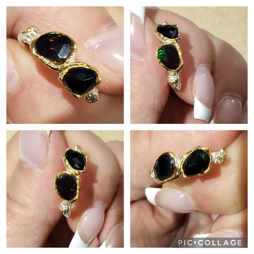 Genuine Ethiopian Black Fire Opal Ring Size 7 - Picture 6 of 9
